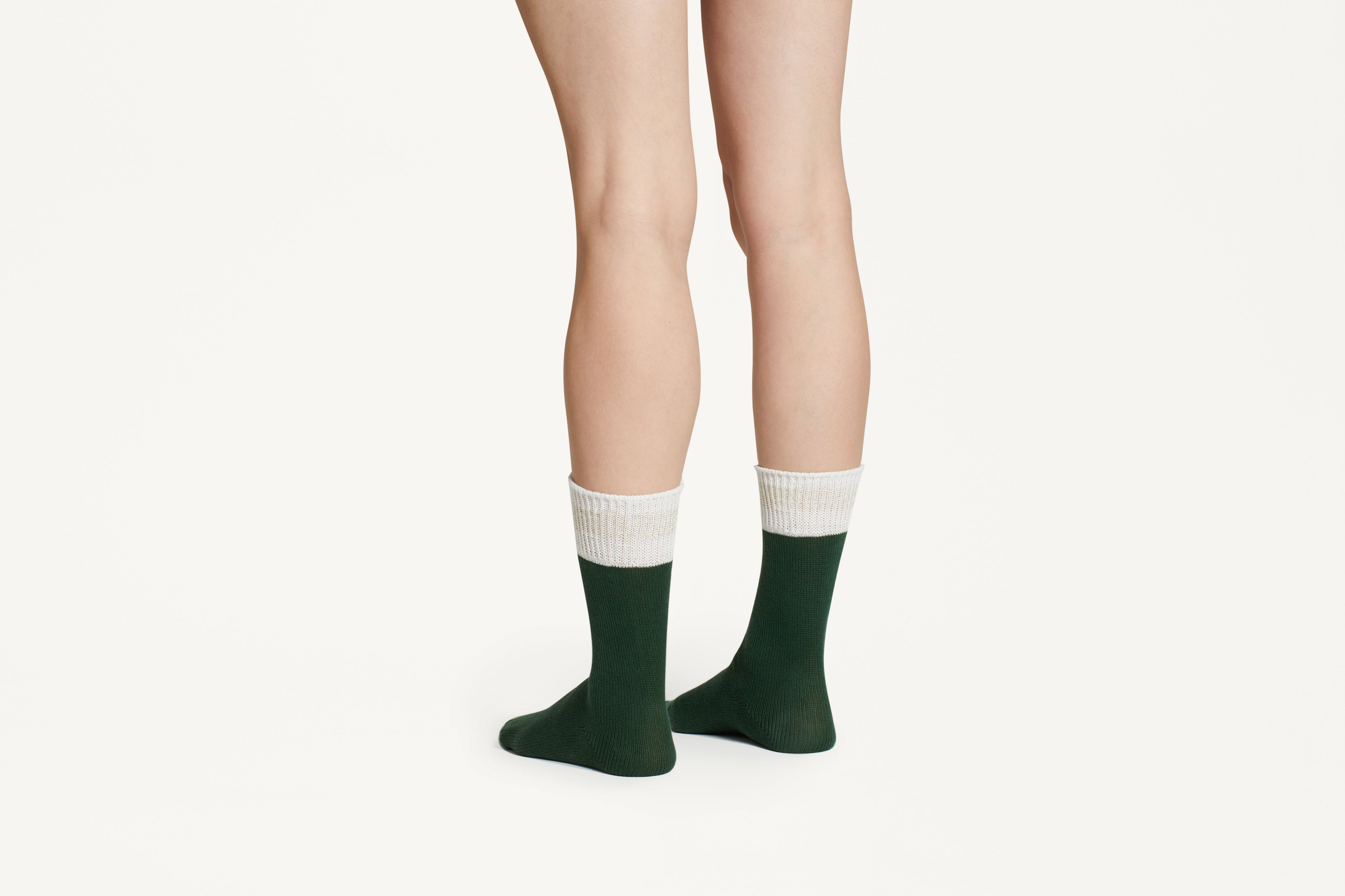 CIARA -  Plain Forest Green With Gold Detail Cotton Premium Blend Mid-Calf Socks