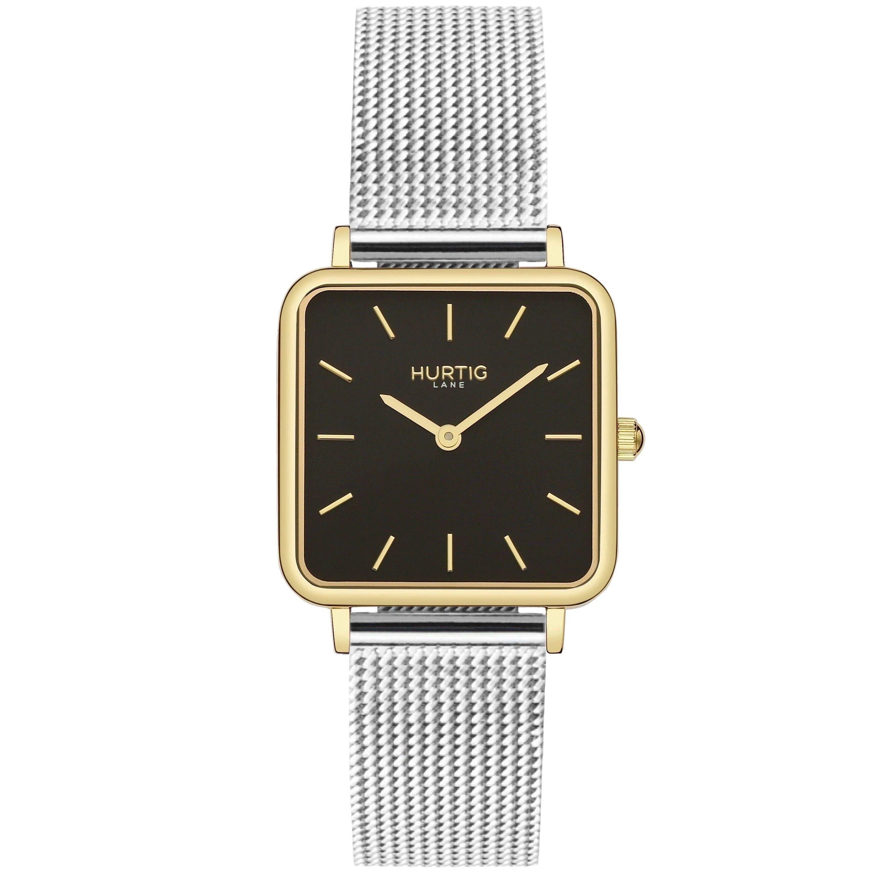 Neliö Square Stainless Steel Watch Gold, Black & Silver