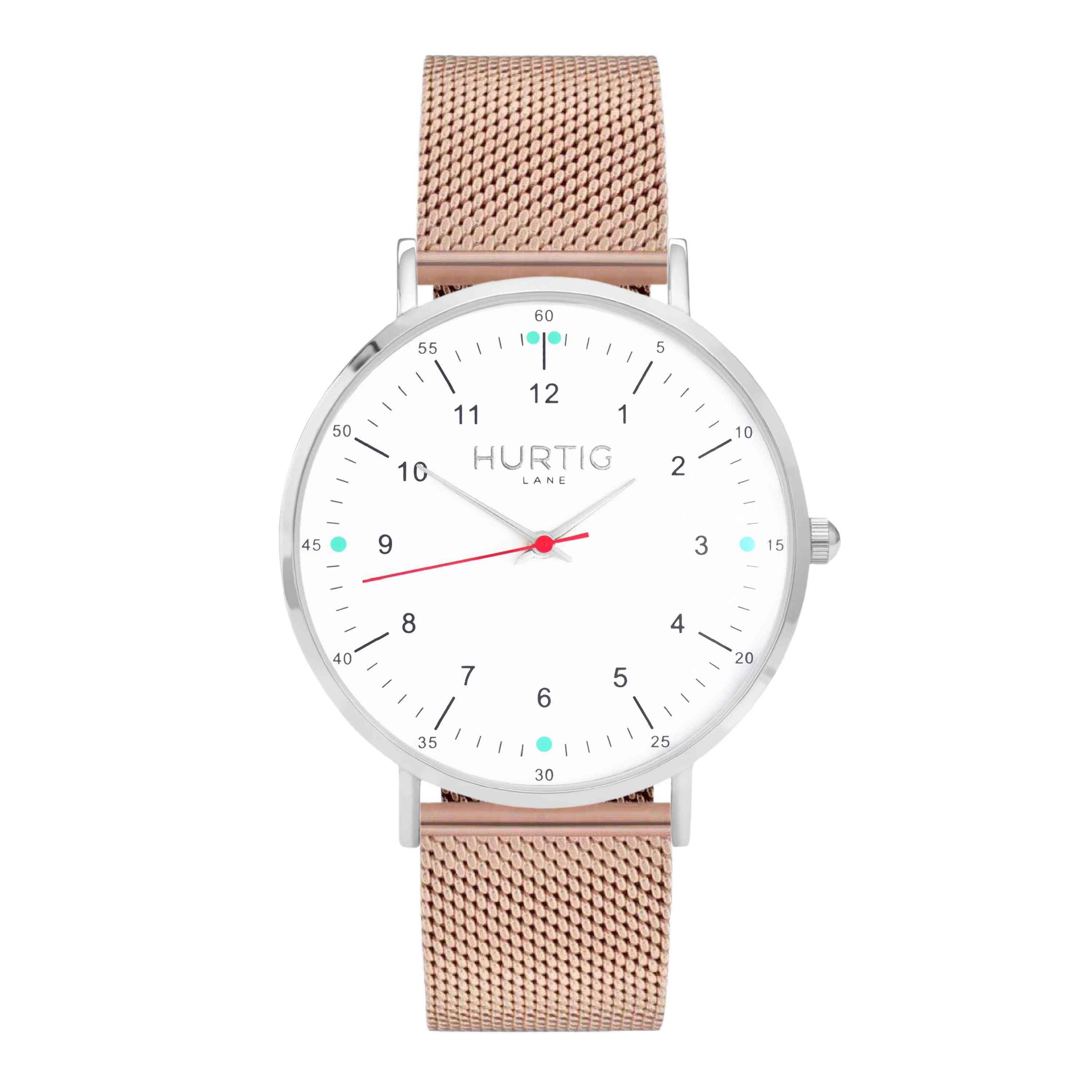 Moderna Stainless Steel Watch Silver, White & Rose Gold