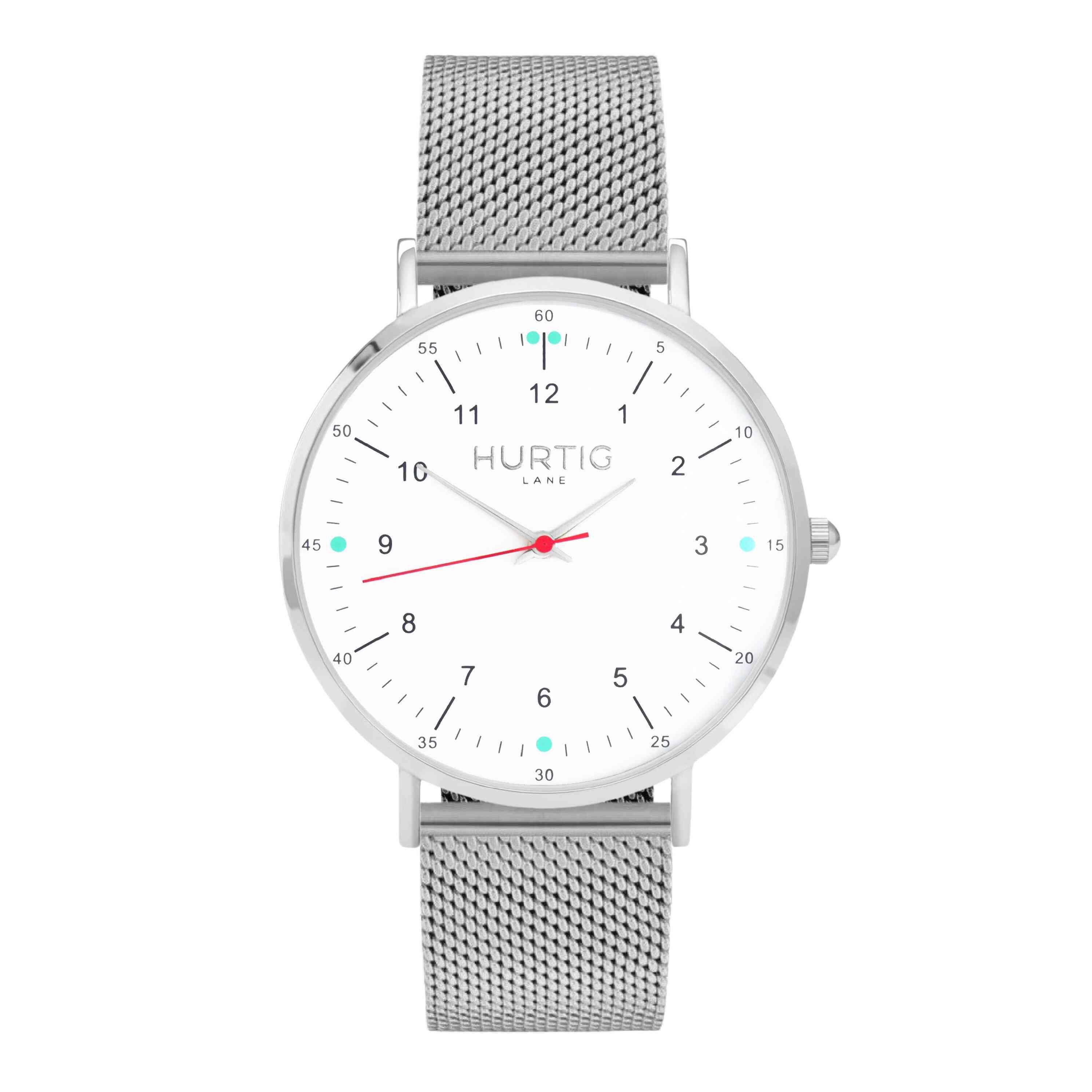 Moderna Stainless Steel Watch Silver, White & Silver