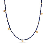 Eva Lapis Lazuli Reversible Necklace with gold discs