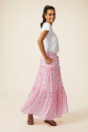 Bea Skirt | Geranium White/Pink