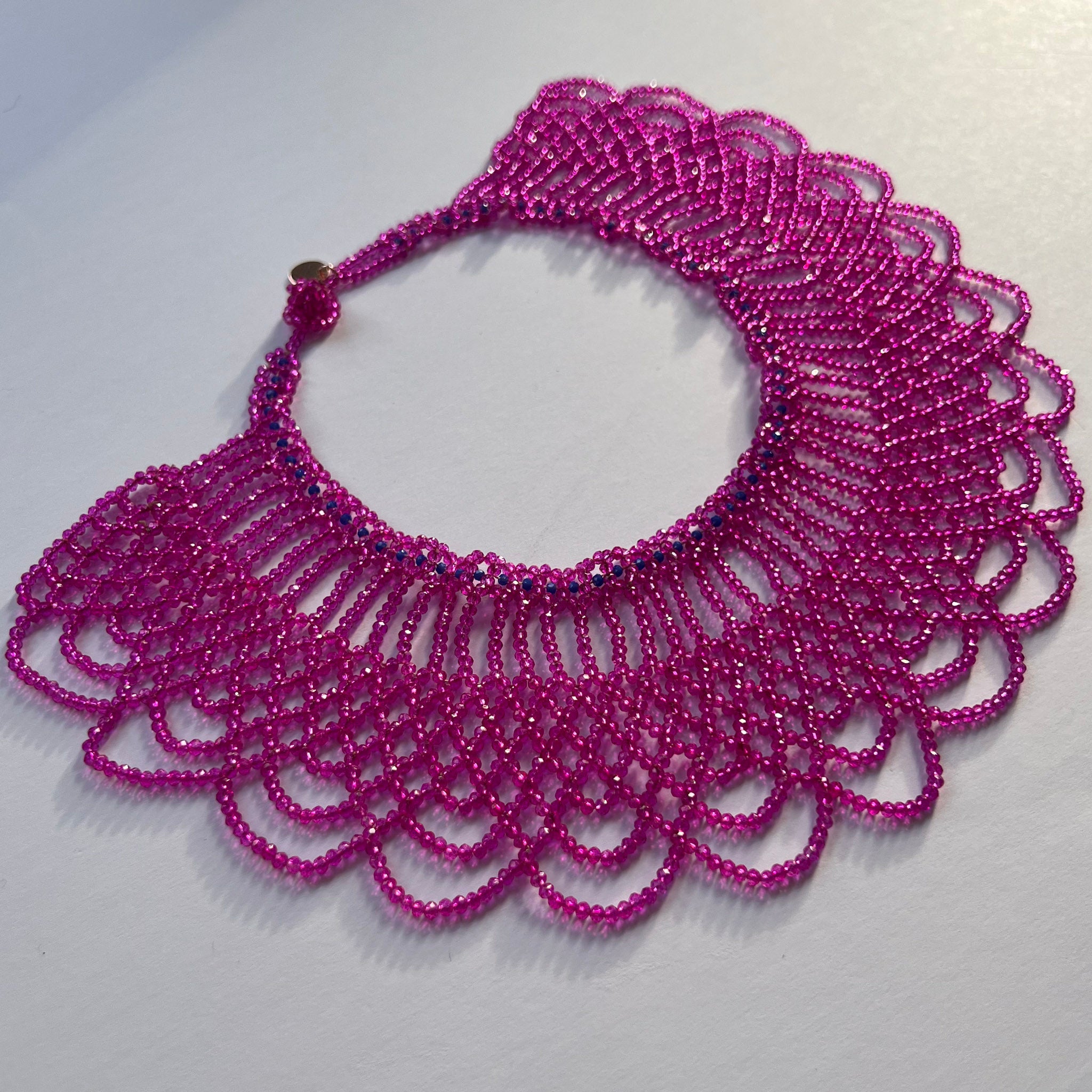 Beaded Collar Necklace - Pink
