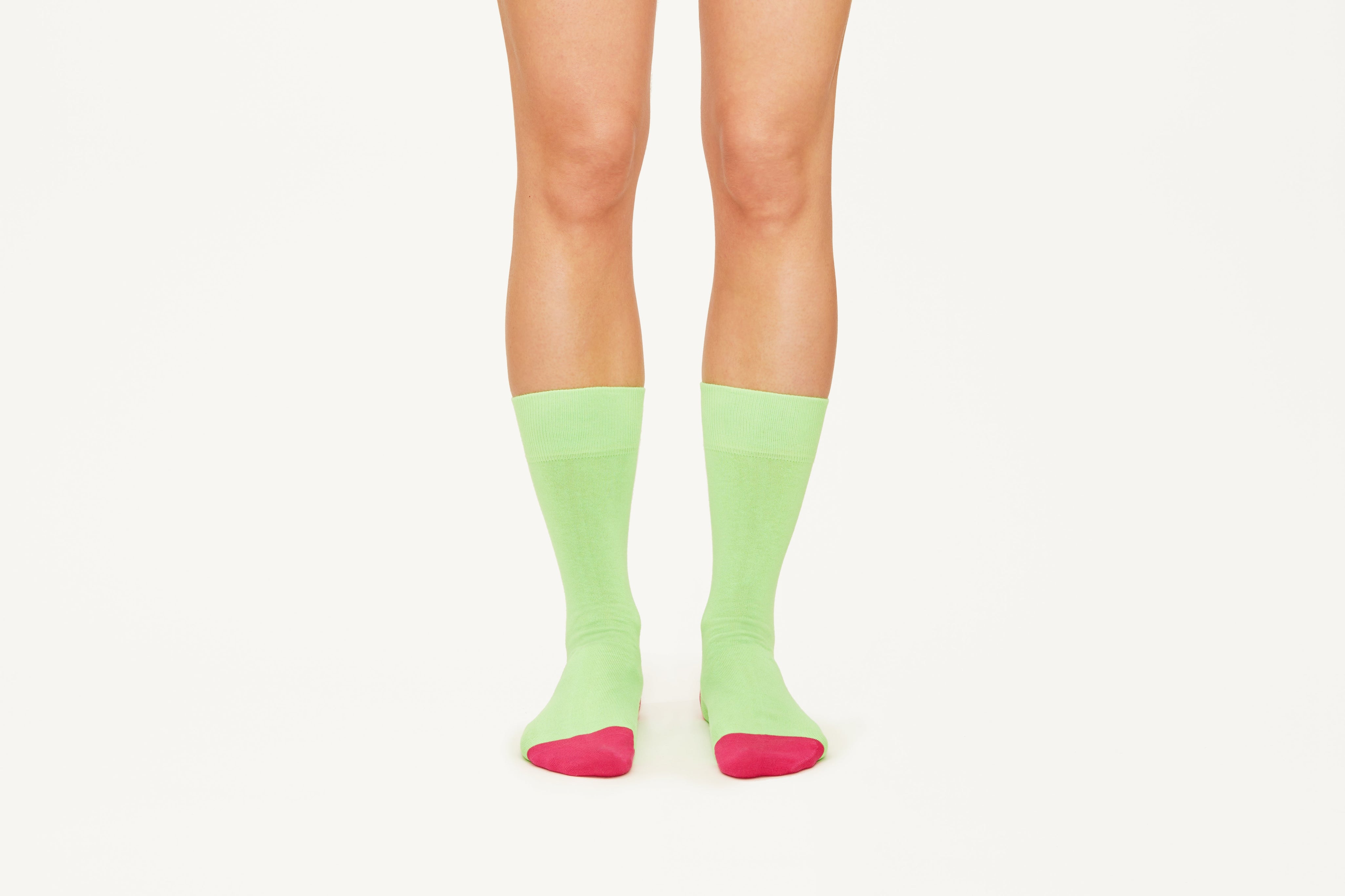 JAMES - Neon Green Bold Stripe Premium Cotton Mid-Calf Socks