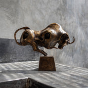 Cubist Bull in brushed bronze