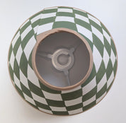 Green & Cream Checkerboard Hand Painted Coolie Lampshade