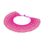Beaded Collar Necklace - Pink/Red Stripe- ONLY TWO LEFT!!