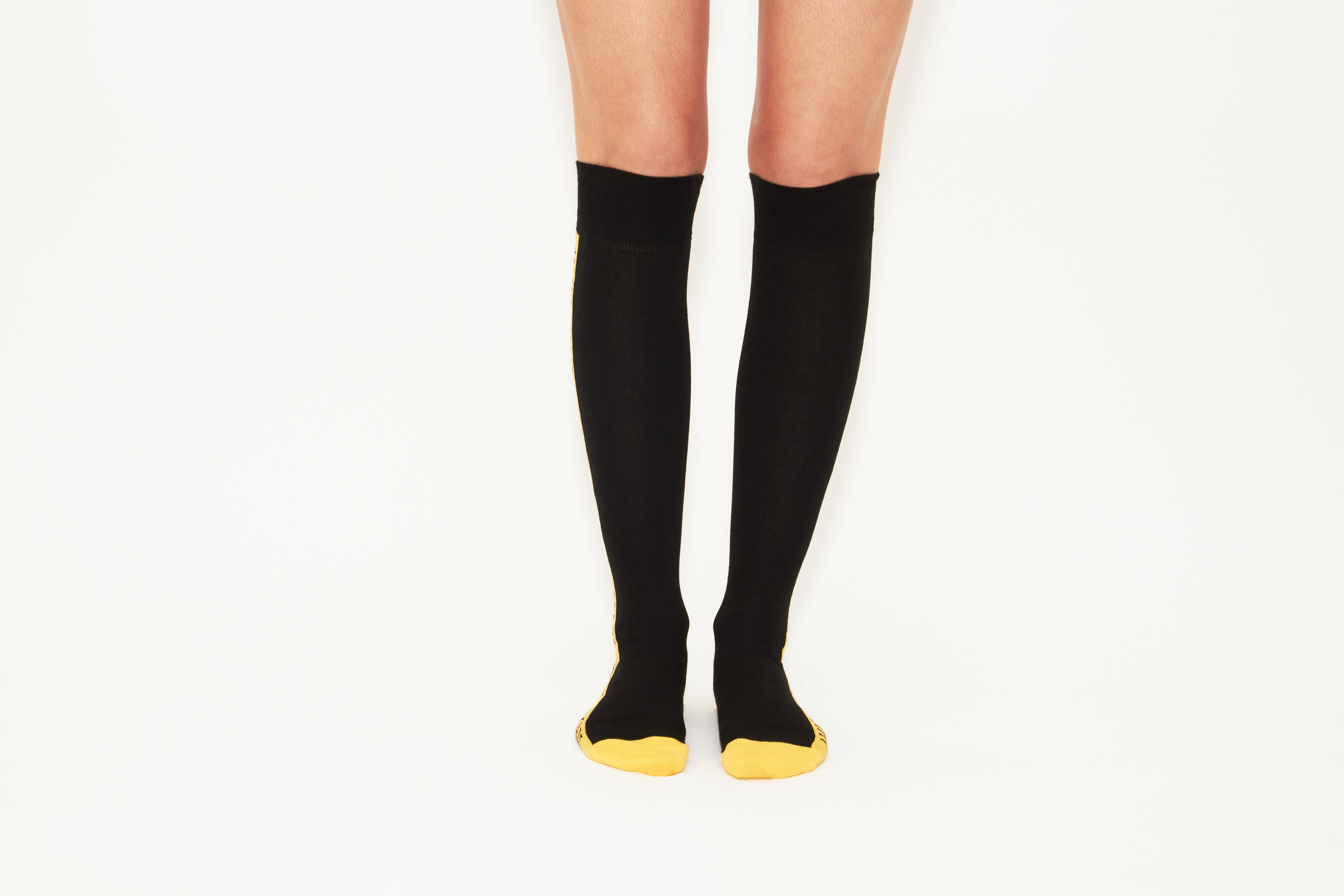 LOVE - By AMARI, Black & Gold Logo Classic Cotton Blend Socks