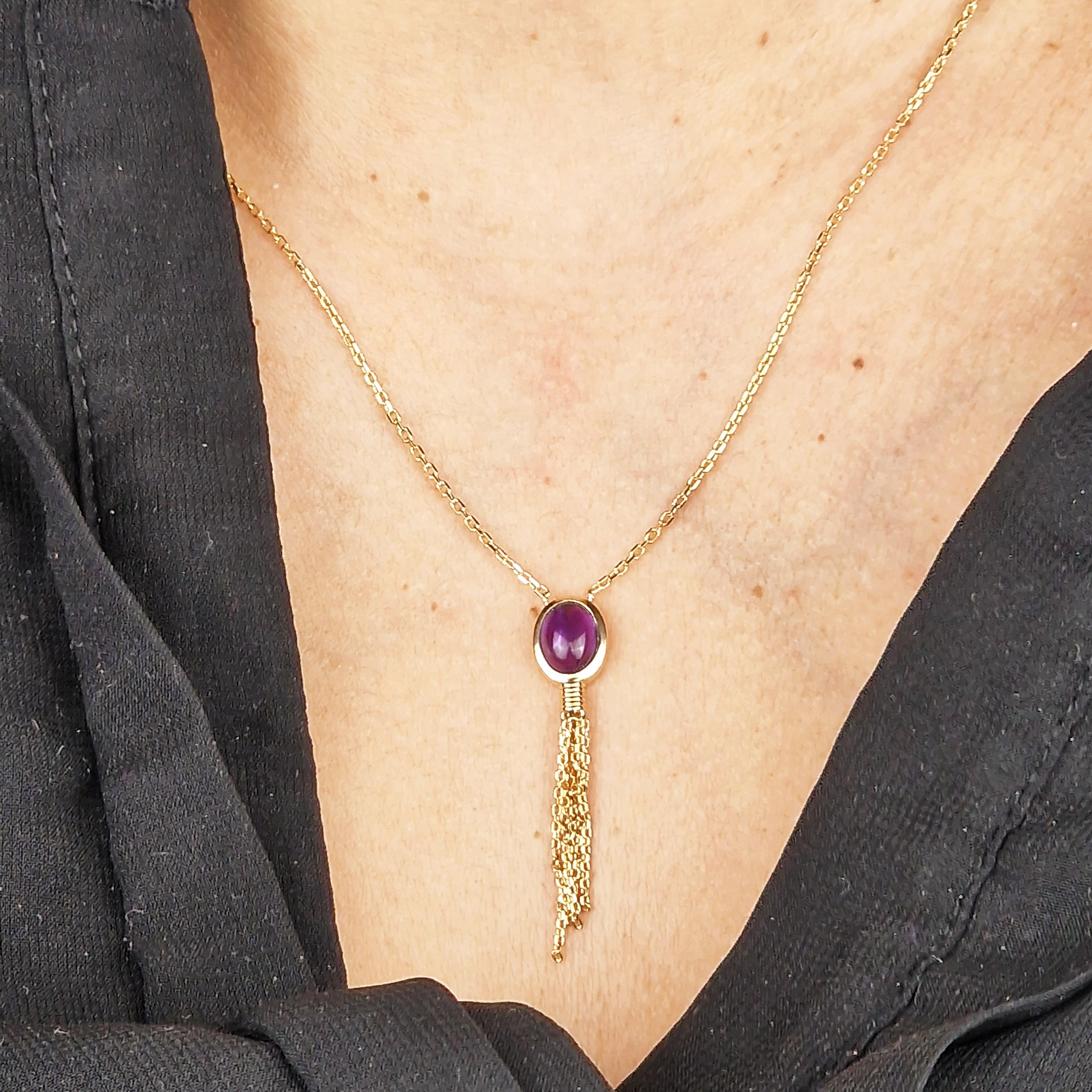 18ct Gold Plated Oval Amethyst Necklace