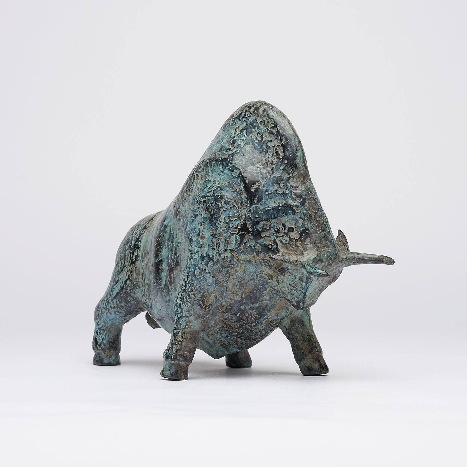 Patinated Charging American Bison