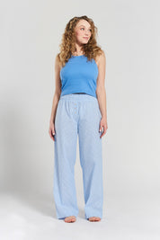Chicory striped woven-cotton pyjama trousers - Mountain Blue