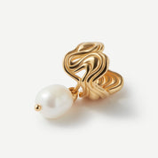 Untamed Spirit Wave Pearl Gold Cuff Earring