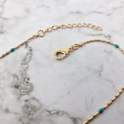 18ct Gold Plated Minimalist Turquoise Beaded Necklace