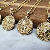 18ct Gold Plated Zodiac Astrology Pendant Charm Necklace