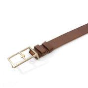 Papaya Brown Original Belvoir Leather and Nickel Belt