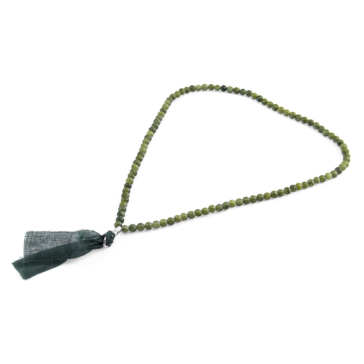 Green Jade Luke Silver, Stone and Cotton Voile SKINNY Necklace x Wrap Bracelet