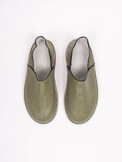 Moroccan Berber Babouche Slippers, Olive