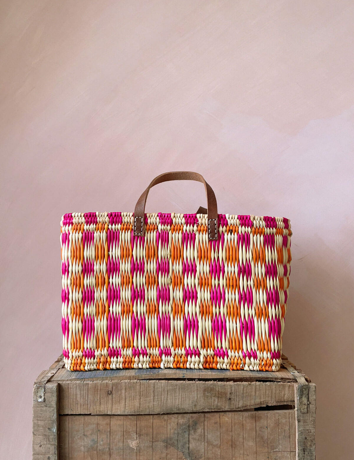 Chequered-Reed-Basket-Pink-Orange-Medium-BohemiaDesign.jpg