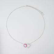 Nemy Stones and Neon Pink Enamel Hoops Silver Necklace