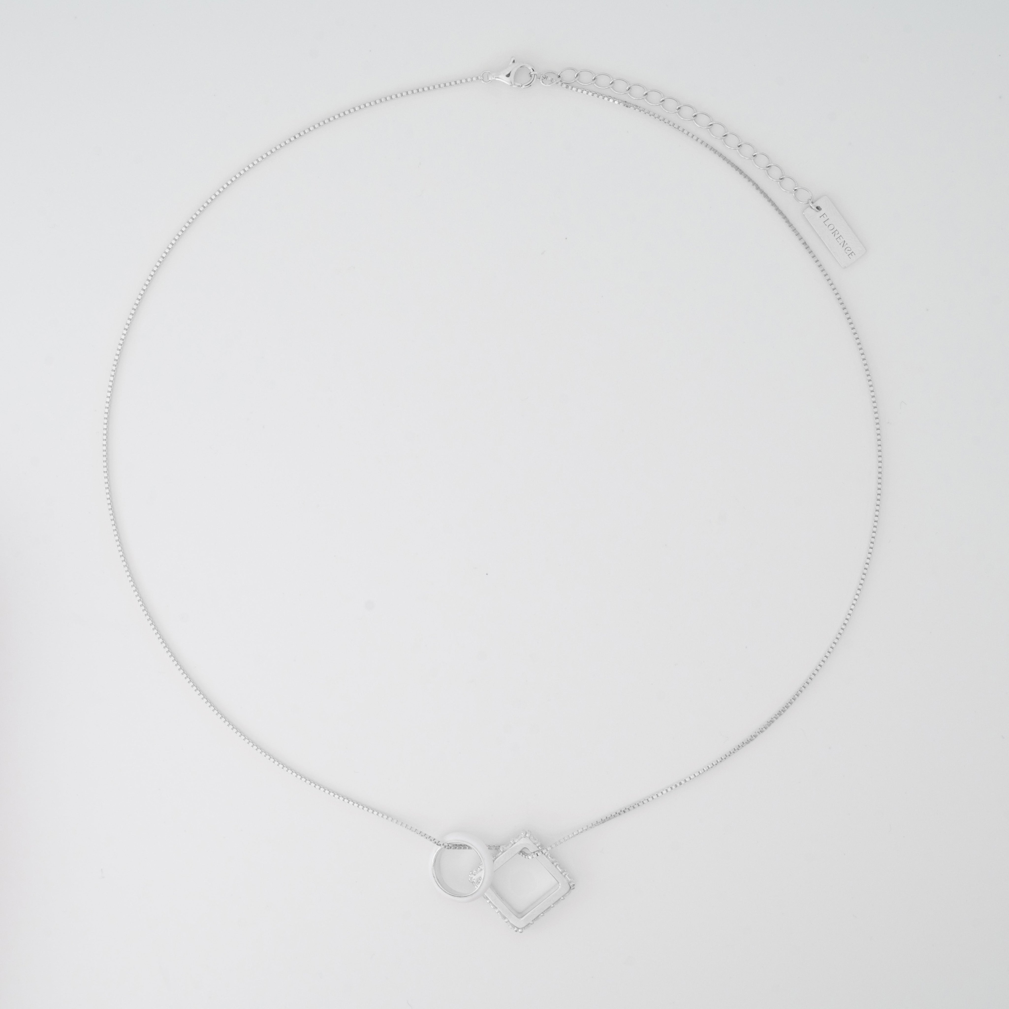 Nemy Stones and White Enamel Hoops Silver Necklace