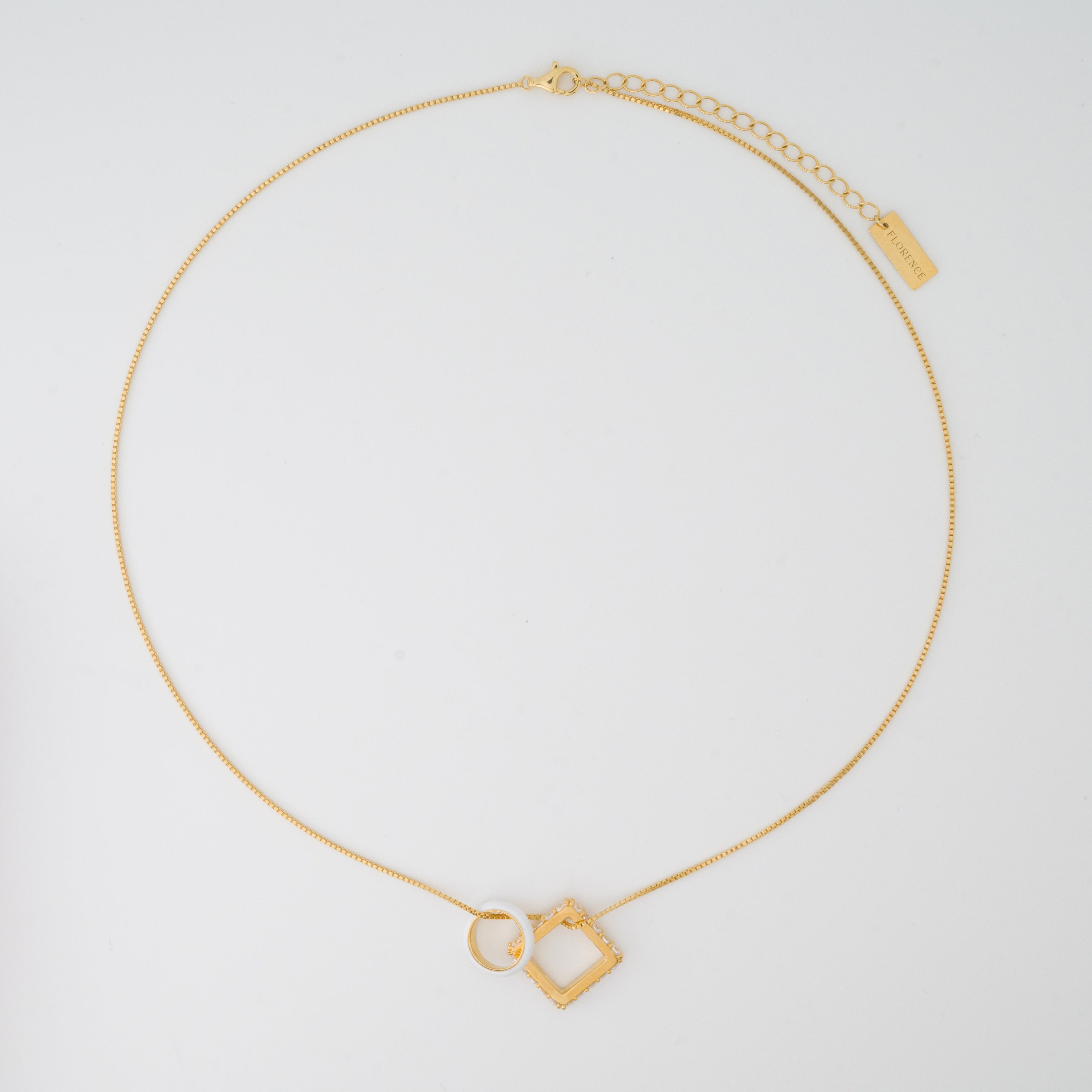 Nemy Stones and White Enamel Hoops Gold Necklace