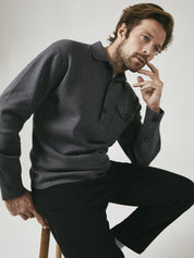 Cashmere & Cotton Milano Knitted Overshirt - Charcoal Grey