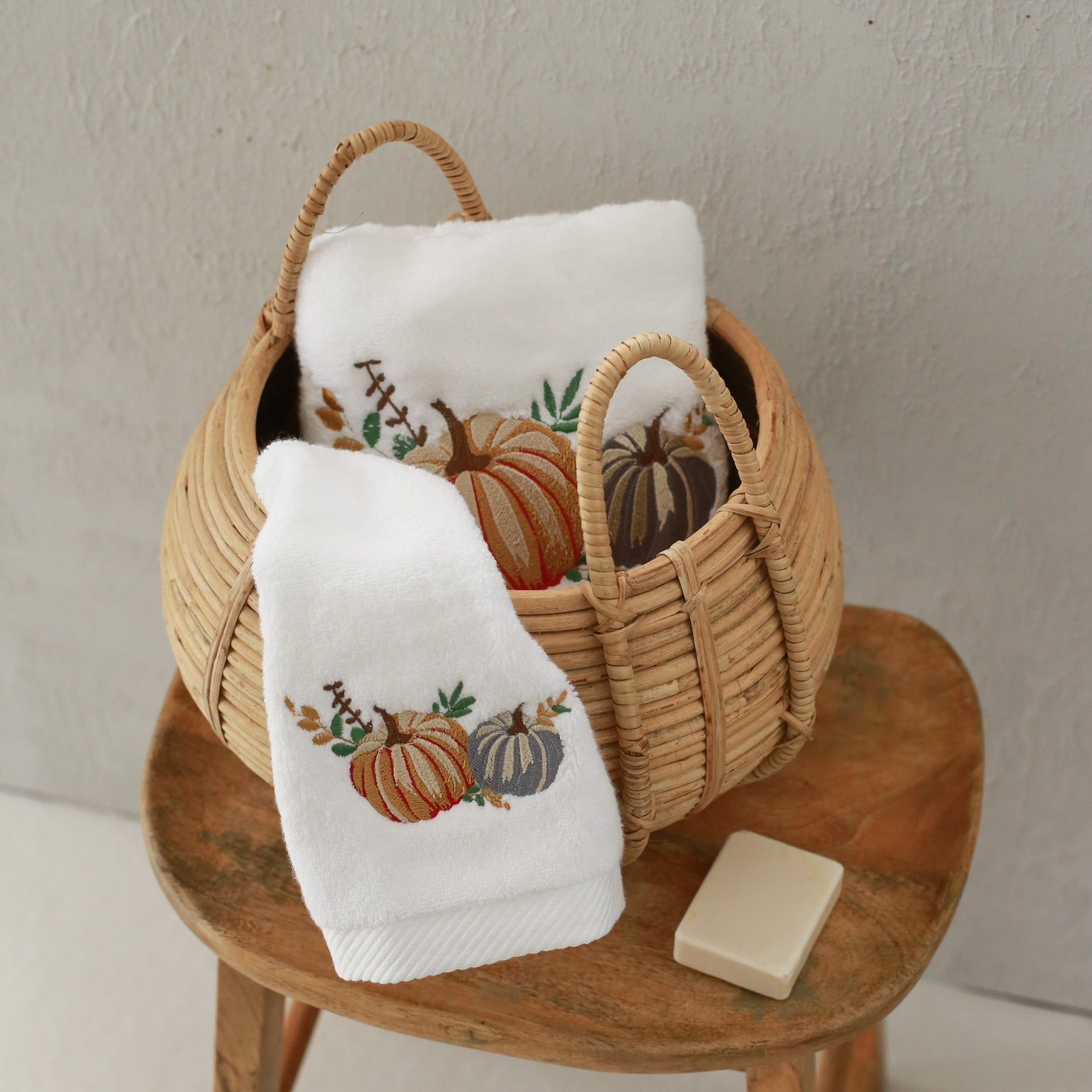 Pumpkin Embroidery Hand Towel
