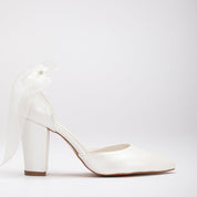 Gisele - Ivory Wedding Heels with Ribbon