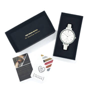 Amalfi Petite Vegan Leather Watch Silver, White & White