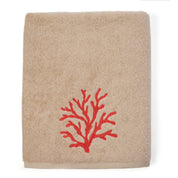 Red Coral Embroidered Bath Towel