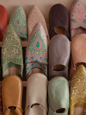 Moroccan Babouche Basic Slippers, Plum
