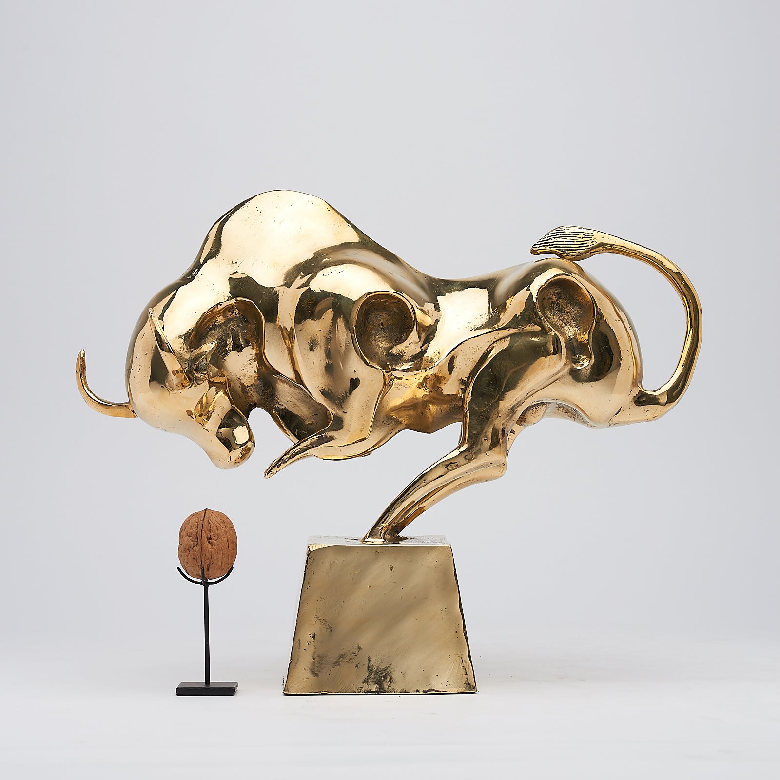 Cubist Bull in polished bronze