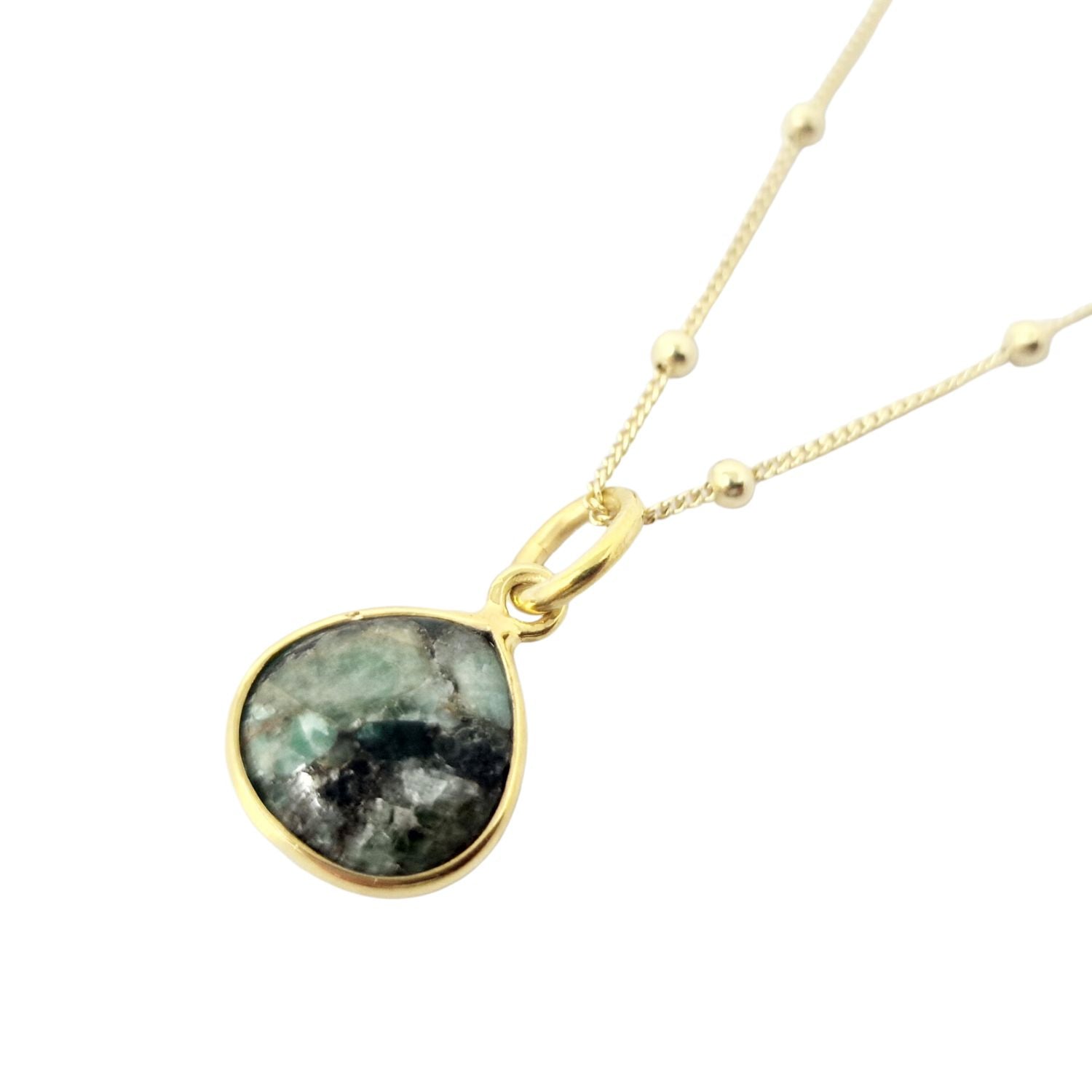 18ct Gold Plated Emerald Crystal Charm Necklace