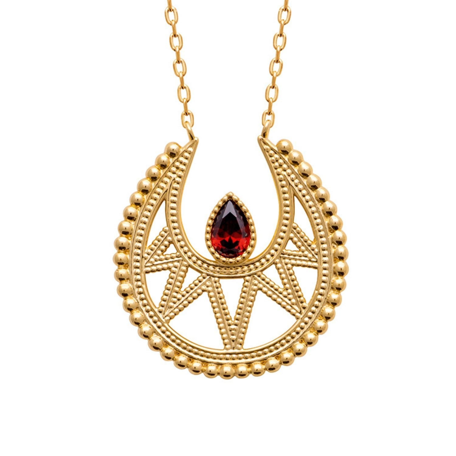 18ct Gold Plated Garnet Red Necklace