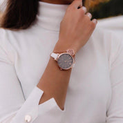 Amalfi Petite Vegan Leather Watch Rose Gold, Grey & White