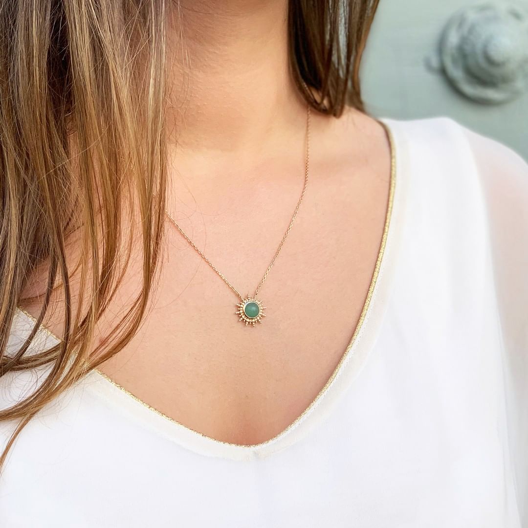 18ct Gold Plated Aventurine Healing Stone Necklace