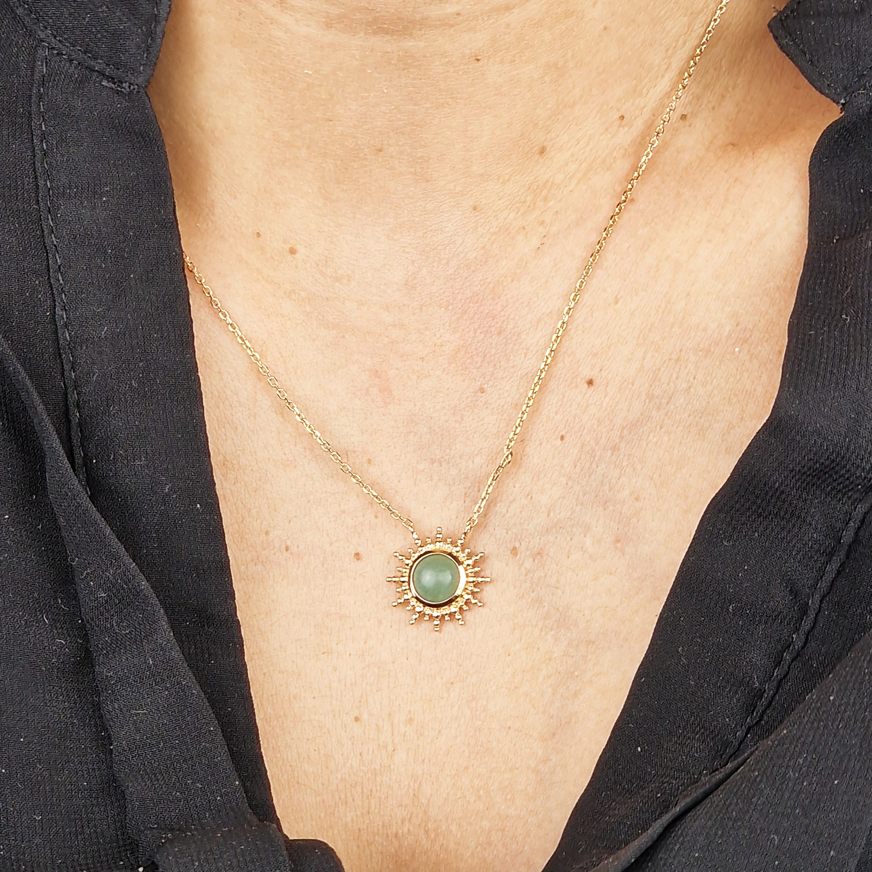 18ct Gold Plated Aventurine Healing Stone Necklace