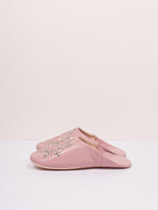 Moroccan Babouche Sequin Slippers, Vintage Pink