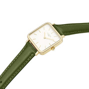 Neliö Square CACTUS Leather Watch Gold, White & Green