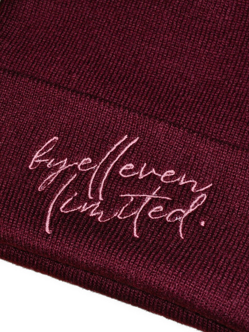 Embroidered Logo Beanie - Bordeaux