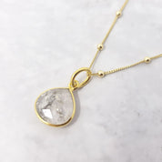 18ct Gold Plated Herkimer Diamond Crystal Necklace