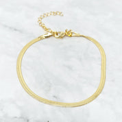 18ct Gold Plated Herringbone Snake Chain Bracelet
