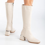 Anelise - Beige Knee High Boots