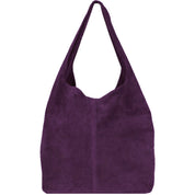 Purple Suede Leather Hobo Boho Shoulder Bag