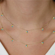 Disco Dots Tiny Trio Double Layer Station Necklace