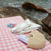 Dock & Bay Picnic Bundle - Pink Gingham Blanket  + 4 Cabana Towels - Set A