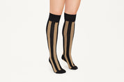 ANDREA - Gold & Black Two-Tone Stripe Cashmere Blend Socks