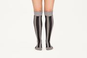 ANDREA - Silver & Black Two-Tone Stripe Cashmere Blend Socks