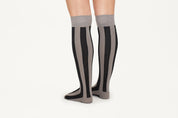 ANDREA - Silver & Black Two-Tone Stripe Cashmere Blend Socks