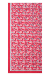 Hand Printed Cloth 170 X 300 Cms Table Cloth Cotton Pine Red M/L